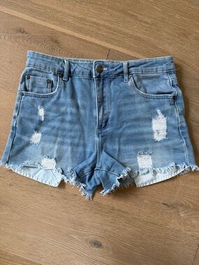 Tractr Light Blue Distressed Denim Kids Shorts